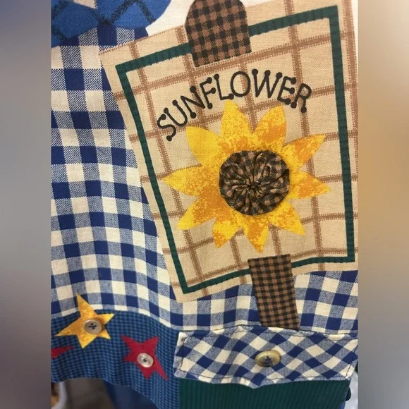 Vintage Patchwork Sunflower Gingham Vest Cottagecore Farmhouse Folk Art L - Picture 6 of 8